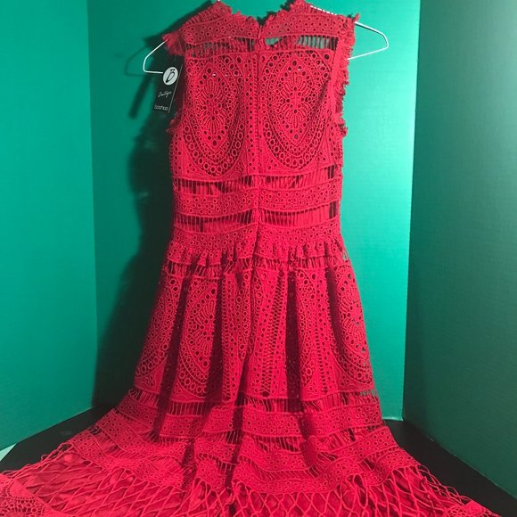 Red Lace Midi Dress - Picture 8 of 10